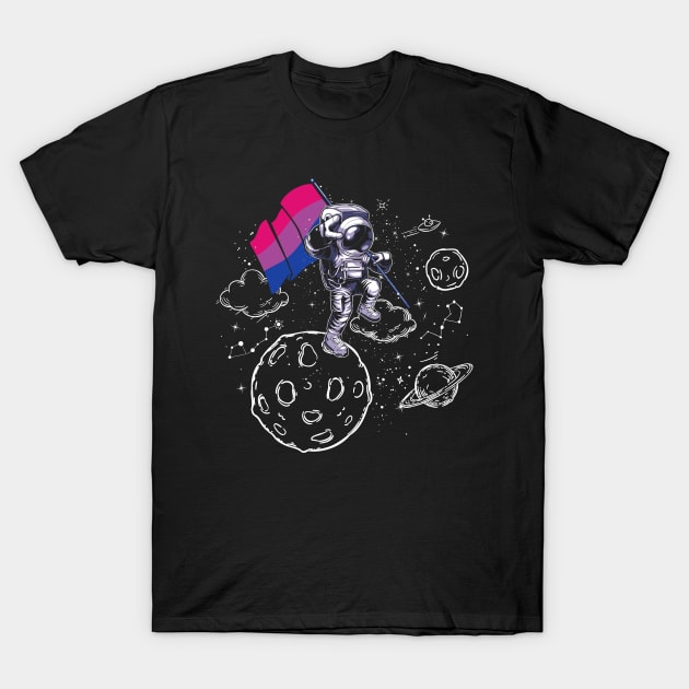 Astronaut Moon Bisexual Flag Space LGBT Bisexual T-Shirt by Venicecva Tee